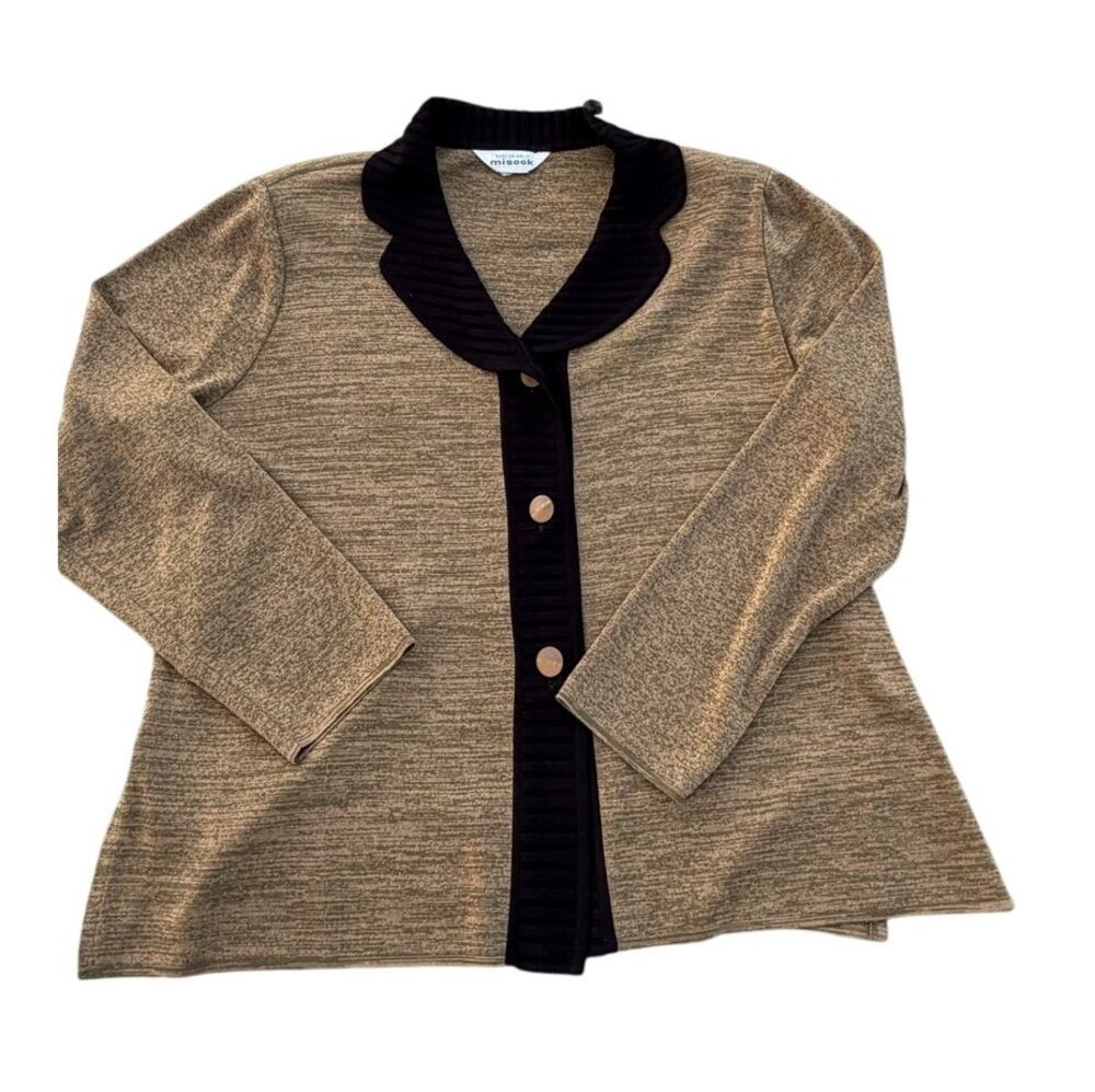 Exclusively Misook Knit Blazer - Gold/Black - Size XL